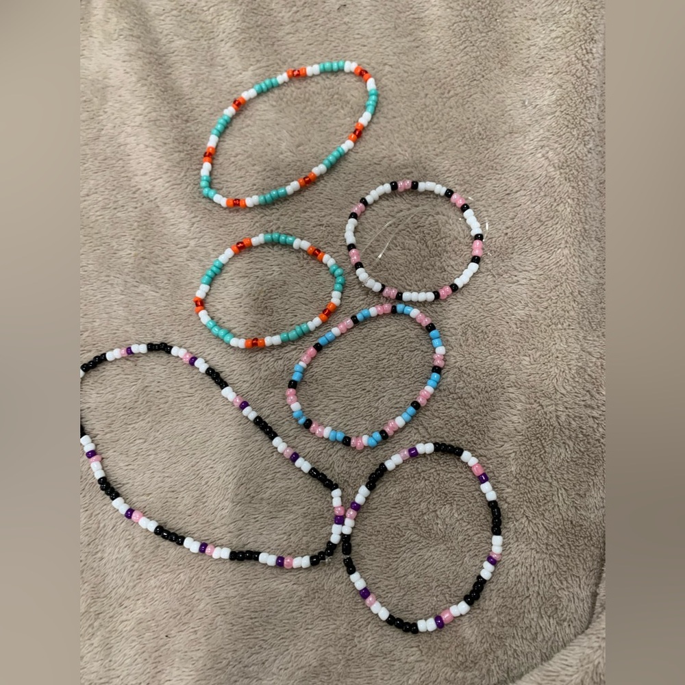 Homemade bracelets and anklet